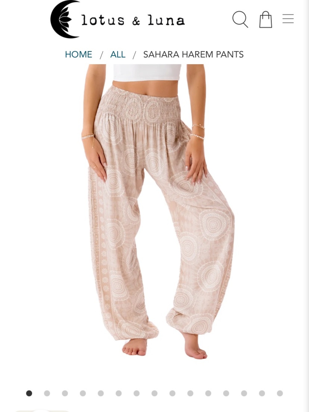 Lotus & Luna Beige and White Sahara Harem Pants